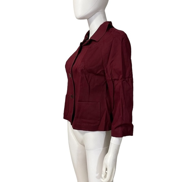 Talbots Plum Cotton Blend Lined Button Jacket - Picture 4 of 9